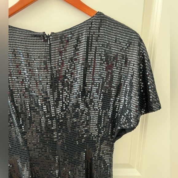 Karen Millen Sequin Black Satin Dress - Picture 8 of 15